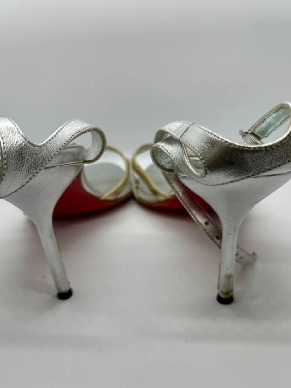 Christian Louboutin Silver Gold Mint Strappy Sandals 39